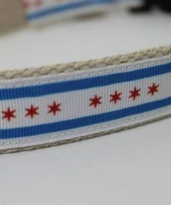 Collarswithcolor Pets Chicago City Flag Hemp Dog Collar Or Leash