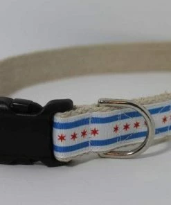 Collarswithcolor Pets Chicago City Flag Hemp Dog Collar Or Leash