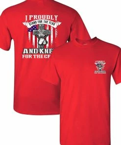 City Shirts I Proudly Stand For The Flag Kneel For The Cross Front Back DT Adult T-Shirt Tee Mens Clothing