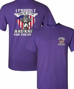 City Shirts I Proudly Stand For The Flag Kneel For The Cross Front Back DT Adult T-Shirt Tee Mens Clothing