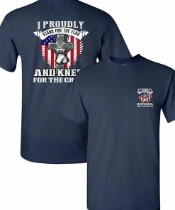 City Shirts I Proudly Stand For The Flag Kneel For The Cross Front Back DT Adult T-Shirt Tee Mens Clothing