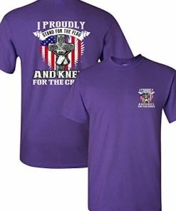 City Shirts I Proudly Stand For The Flag Kneel For The Cross Front Back DT Adult T-Shirt Tee Mens Clothing