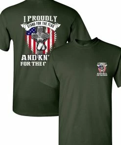 City Shirts I Proudly Stand For The Flag Kneel For The Cross Front Back DT Adult T-Shirt Tee