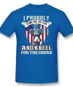 City Shirts Mens I Proudly Stand For Flag Kneel For Cross DT Adult T-Shirt Tee Mens Clothing