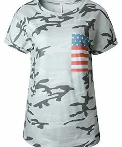 CM-Kid Women's American Flag Tee Shirts Short Sleeve 4th July Patriotic USA Flag Blouse Tops Women Clothing