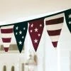 Plow & Hearth Patriotic Theme Party Supplies Cotton Duck Stars And Stripes Americana Pennant Bunting With Embroidery