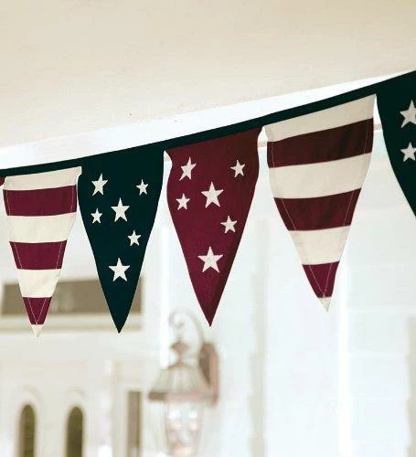 Plow & Hearth Patriotic Theme Party Supplies Cotton Duck Stars And Stripes Americana Pennant Bunting With Embroidery 3 Plow & Hearth Patriotic Theme Party Supplies Cotton Duck Stars And Stripes Americana Pennant Bunting With Embroidery