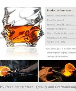 The American Store Crystal Whiskey Glasses, 11oz Old Fashioned Glasses Set Of 2, Scotch Glasses Liquor Tumblers - Ultra-Clarity Glassware, Everest Shape Glass Drinkware, Unique Elegant Design, Dishwasher Safe Casual Glasses