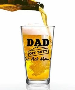 DU VINO Casual Glasses Dad Off Duty Funny Beer Glass - Dad Beer Glass - 16 Oz Quality Glass - Beer Glass For The Best Dad Ever - New Dad Beer Glass Gift - Affordable Fathers Day Beer Gifts For Dads Or Stepdad