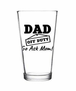 DU VINO Casual Glasses Dad Off Duty Funny Beer Glass - Dad Beer Glass - 16 Oz Quality Glass - Beer Glass For The Best Dad Ever - New Dad Beer Glass Gift - Affordable Fathers Day Beer Gifts For Dads Or Stepdad