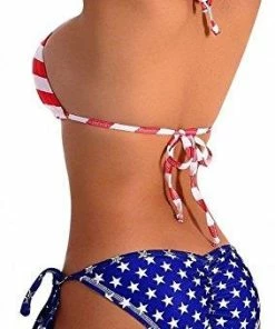 Women Clothing Dasbayla Women Bathing Suit American USA Flag Push Up Tassel Fringe 2 Pcs Bikini