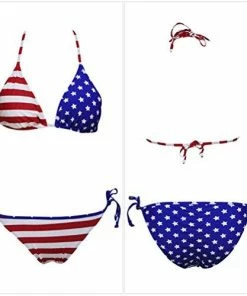 Women Clothing Dasbayla Women Bathing Suit American USA Flag Push Up Tassel Fringe 2 Pcs Bikini