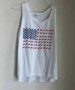 SweetlyStella Women Clothing Dog American Flag Tank Top