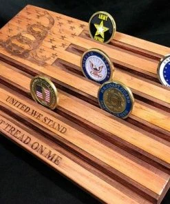 Online American Store Don't Tread On Me, United We Stand - American Flag, Gadsden Flag - Challenge Coin Display, Military Coin Holder - Customizable, Personalized