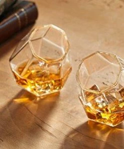 The American Store Dragon Glassware Diamond Whiskey Glasses - Old Fashioned Tumblers For Whisky, Wine, Bourbon, Scotch, Brandy - 10 Ounces, Set Of 2 (Gift Boxed) Casual Glasses