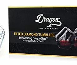 The American Store Dragon Glassware Diamond Whiskey Glasses - Old Fashioned Tumblers For Whisky, Wine, Bourbon, Scotch, Brandy - 10 Ounces, Set Of 2 (Gift Boxed) Casual Glasses