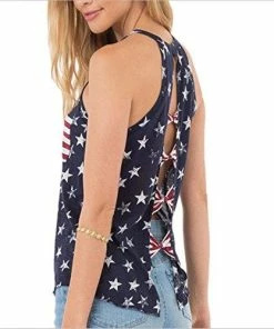 The American Store Women Clothing DUTUT Women Spaghetti Halter Bowknot Tanks Top Summer Sleeveless Print Racerback Tank Vest
