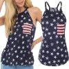 Women Clothing DUTUT Women Spaghetti Halter Bowknot Tanks Top Summer Sleeveless Print Racerback Tank Vest
