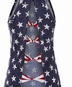 Women Clothing DUTUT Women Spaghetti Halter Bowknot Tanks Top Summer Sleeveless Print Racerback Tank Vest