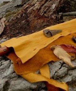 HollyHawkDesigns Elk Leather Flute Bag, Native American Styled Flute Bag, Yellow Leather, Leather Feathers Flute Bag,flute Accessory, Tribal Leather Bag