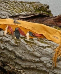 HollyHawkDesigns Elk Leather Flute Bag, Native American Styled Flute Bag, Yellow Leather, Leather Feathers Flute Bag,flute Accessory, Tribal Leather Bag