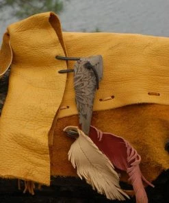 HollyHawkDesigns Elk Leather Flute Bag, Native American Styled Flute Bag, Yellow Leather, Leather Feathers Flute Bag,flute Accessory, Tribal Leather Bag