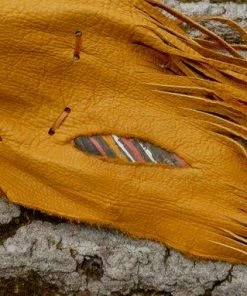 HollyHawkDesigns Elk Leather Flute Bag, Native American Styled Flute Bag, Yellow Leather, Leather Feathers Flute Bag,flute Accessory, Tribal Leather Bag