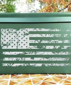 JJPrecisionEngraving Engraved Steel Ammo Can Tattered American Flag Pets