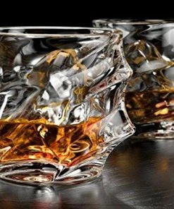 Ashcroft Fine Glassware Everest Whiskey Glasses, Scotch Glasses By Ashcroft - Set Of 2. Unique, Elegant, Dishwasher Safe, Glass Liquor Or Bourbon Tumblers. Ultra-Clarity Glassware.