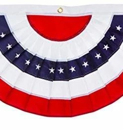 The American Store Evergreen Flag Medium Pleated Patriotic American Flag Bunting - 4.8' X 2.4' Patriotic Theme Party Supplies