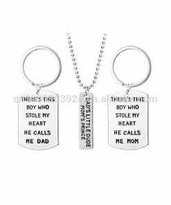 Onlineamericanstore Gift Collection Family Jewelry Keychain Necklace Set Lettered Dads Little Dude Moms Prince There Is This Boy Who Stole My Heart Parents Son Gift