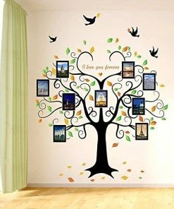 GoGoDecal Family Tree Wall Decal 9 Large Photo Pictures Frames. Peel And Stick Wall Decal, Best Removable Wall Decals For Living Room, Bedroom, Kids Rooms Mural Decor - Photo Gallery Frame Sticker Wall Decor & Art