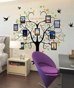 GoGoDecal Family Tree Wall Decal 9 Large Photo Pictures Frames. Peel And Stick Wall Decal, Best Removable Wall Decals For Living Room, Bedroom, Kids Rooms Mural Decor - Photo Gallery Frame Sticker Wall Decor & Art