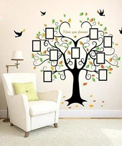GoGoDecal Family Tree Wall Decal 9 Large Photo Pictures Frames. Peel And Stick Wall Decal, Best Removable Wall Decals For Living Room, Bedroom, Kids Rooms Mural Decor - Photo Gallery Frame Sticker Wall Decor & Art
