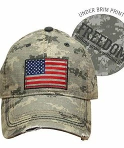 The American Store Farm Boy Digital Camo With American Flag Patch Velcro Hat - F13080708CA000 Mens Clothing