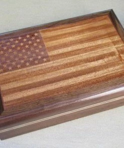 WoodKeepsakeHeirloom Concealment Flags Flag Pledge Keepsake Box