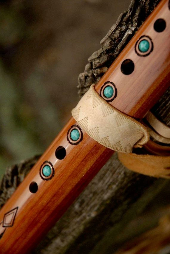 HollyHawkDesigns Native American Collection Flute Ties, Native American Flute, Native Flute Accessory, Natural With Tribal Point Design 4 HollyHawkDesigns Native American Collection Flute Ties, Native American Flute, Native Flute Accessory, Natural With Tribal Point Design