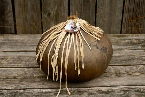 Online American Store Fringed Gourd Bowl, Decorative Gourd, Gourd Art, Lidded Gourd Bowl, Rustic Leather And Gourd Bowl 4 Online American Store Fringed Gourd Bowl, Decorative Gourd, Gourd Art, Lidded Gourd Bowl, Rustic Leather And Gourd Bowl