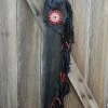 The American Store Fringed Leather Flute Bag, Native American Flute Bag, Native Flute Accessory, Leather Flute Case, Black And Red Leather Flute Bag
