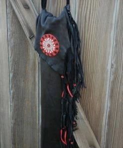 The American Store Fringed Leather Flute Bag, Native American Flute Bag, Native Flute Accessory, Leather Flute Case, Black And Red Leather Flute Bag 13 The American Store Fringed Leather Flute Bag, Native American Flute Bag, Native Flute Accessory, Leather Flute Case, Black And Red Leather Flute Bag