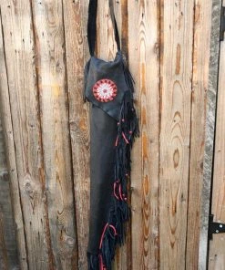 The American Store Fringed Leather Flute Bag, Native American Flute Bag, Native Flute Accessory, Leather Flute Case, Black And Red Leather Flute Bag 15 The American Store Fringed Leather Flute Bag, Native American Flute Bag, Native Flute Accessory, Leather Flute Case, Black And Red Leather Flute Bag