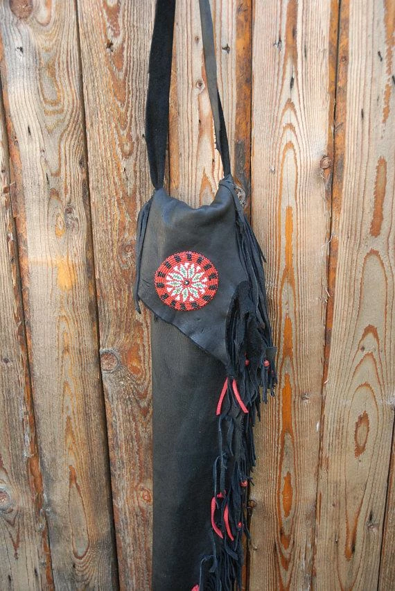 The American Store Fringed Leather Flute Bag, Native American Flute Bag, Native Flute Accessory, Leather Flute Case, Black And Red Leather Flute Bag 10 The American Store Fringed Leather Flute Bag, Native American Flute Bag, Native Flute Accessory, Leather Flute Case, Black And Red Leather Flute Bag
