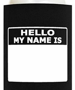 ThisWear Funny Can Coolie Hello, My Name Is Funny Badge And Permanent Marker 12 Pack Can Drink Coolers Coolies Multi