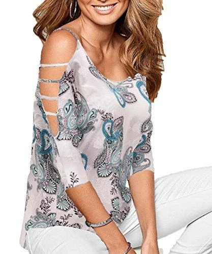 DREAGAL Women's Loose Hollowed Out Shoulder Floral Print Blouse Tops Women Clothing 15 DREAGAL Women's Loose Hollowed Out Shoulder Floral Print Blouse Tops Women Clothing