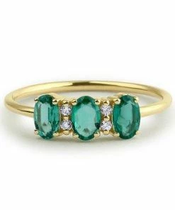 Online American Store Emerald Ring / 14k Solid Gold Natural Genuine Emerald And Diamond Ring / Green Gemstone Ring/ Green Emerald/ Emerald Jewelry/ Labor Day Sale Gift Collection
