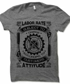 Slothshirts Funny Mechanic Shirt. Mechanic Gift. Labor Rate Subject To Change. Fun Gifts For Mechanics. Mens Clothing