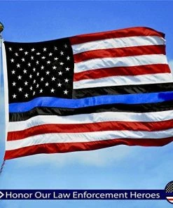 The American Store G128 Blue Lives Matter American USA Police Flag EMBROIDERED STARS SEWN STRIPES 3X5 FT 210D Oxford Nylon Brass Grommets - Honoring Men And Women Of Law Enforcement Officers Red Black White Blue American Flag