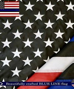 The American Store G128 Blue Lives Matter American USA Police Flag EMBROIDERED STARS SEWN STRIPES 3X5 FT 210D Oxford Nylon Brass Grommets - Honoring Men And Women Of Law Enforcement Officers Red Black White Blue American Flag