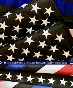 The American Store G128 Blue Lives Matter American USA Police Flag EMBROIDERED STARS SEWN STRIPES 3X5 FT 210D Oxford Nylon Brass Grommets - Honoring Men And Women Of Law Enforcement Officers Red Black White Blue American Flag
