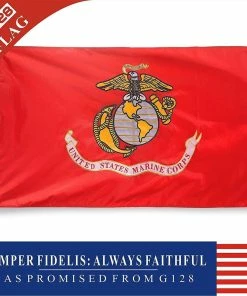 G128 USMC Double Sided 2ply Embroidered Heavy Duty Brass Grommets 210D Quality Oxford Nylon U.S. Marine Corps Military Flag, (3 X 5-Feet) Flags & Banner